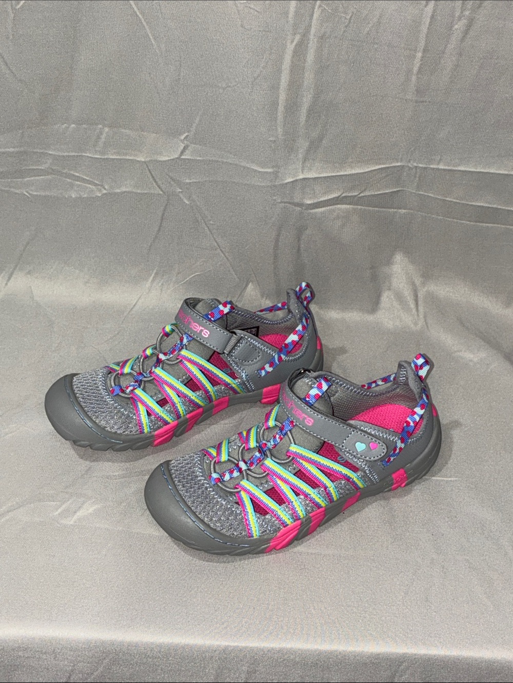 Skechers Gray Pink Multi-Color Kids Sandals
